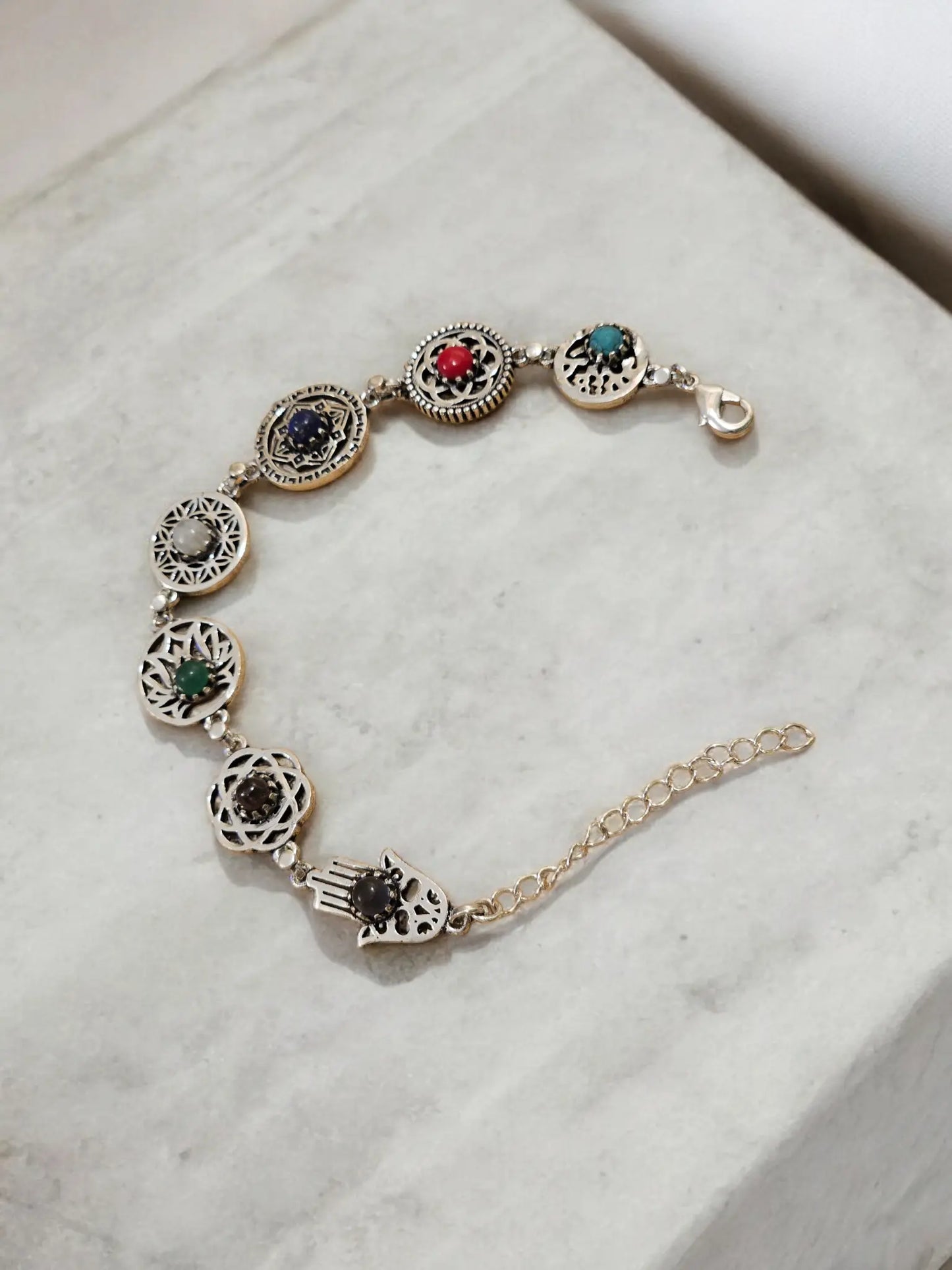 Seven Chakras Bracelet Silver Bliss Boho