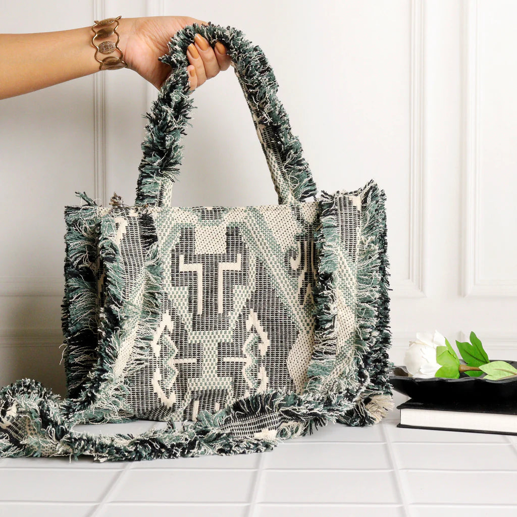 Ripple Jacquard GreyTote Bag