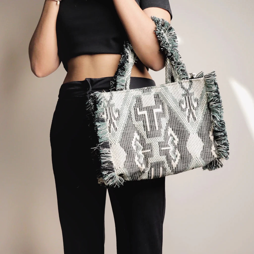 Ripple Jacquard GreyTote Bag
