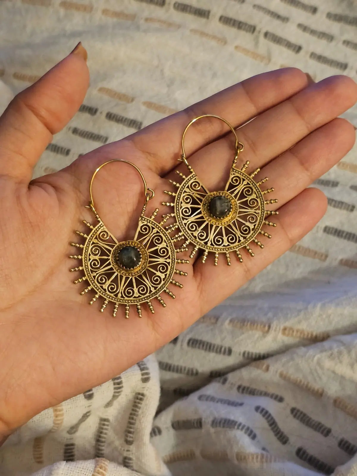 Sunburst Serenity Brass Earrings