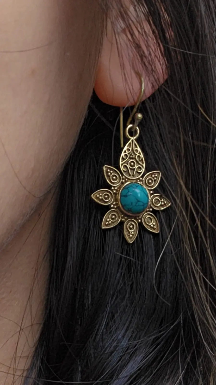 Turquoise Petal Drop Dangles