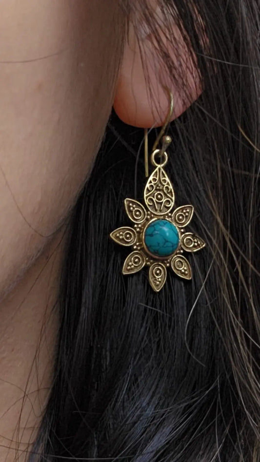 Turquoise Petal Drop Dangles