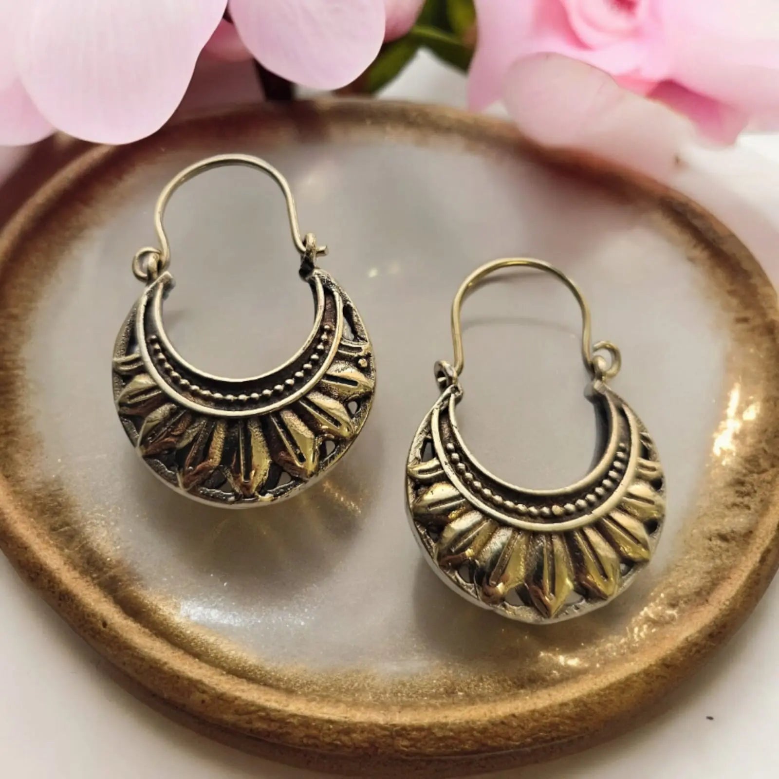 Handcrafted Brass Chandarika Hoops Bliss Boho