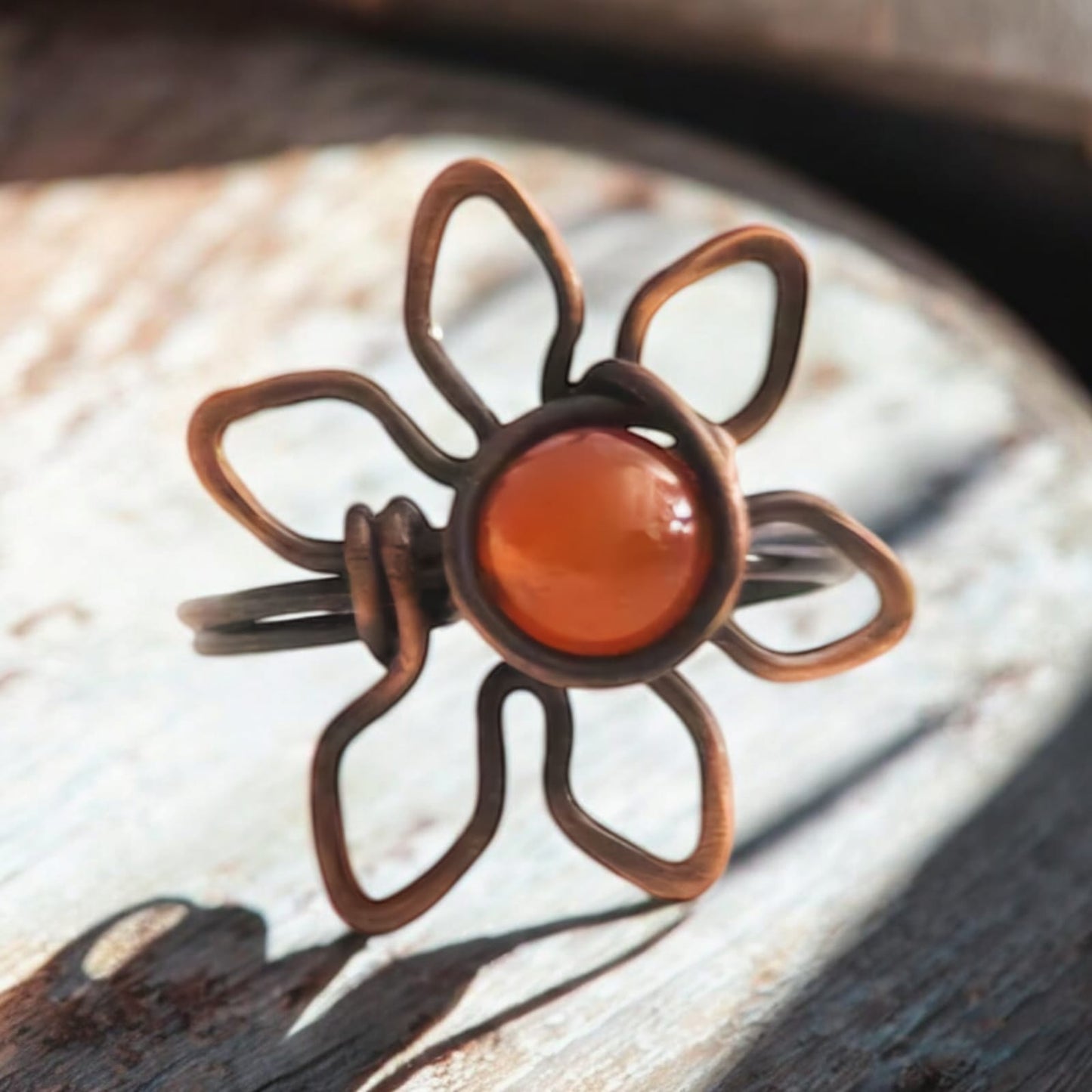 Copper Carnelian Flora Ring