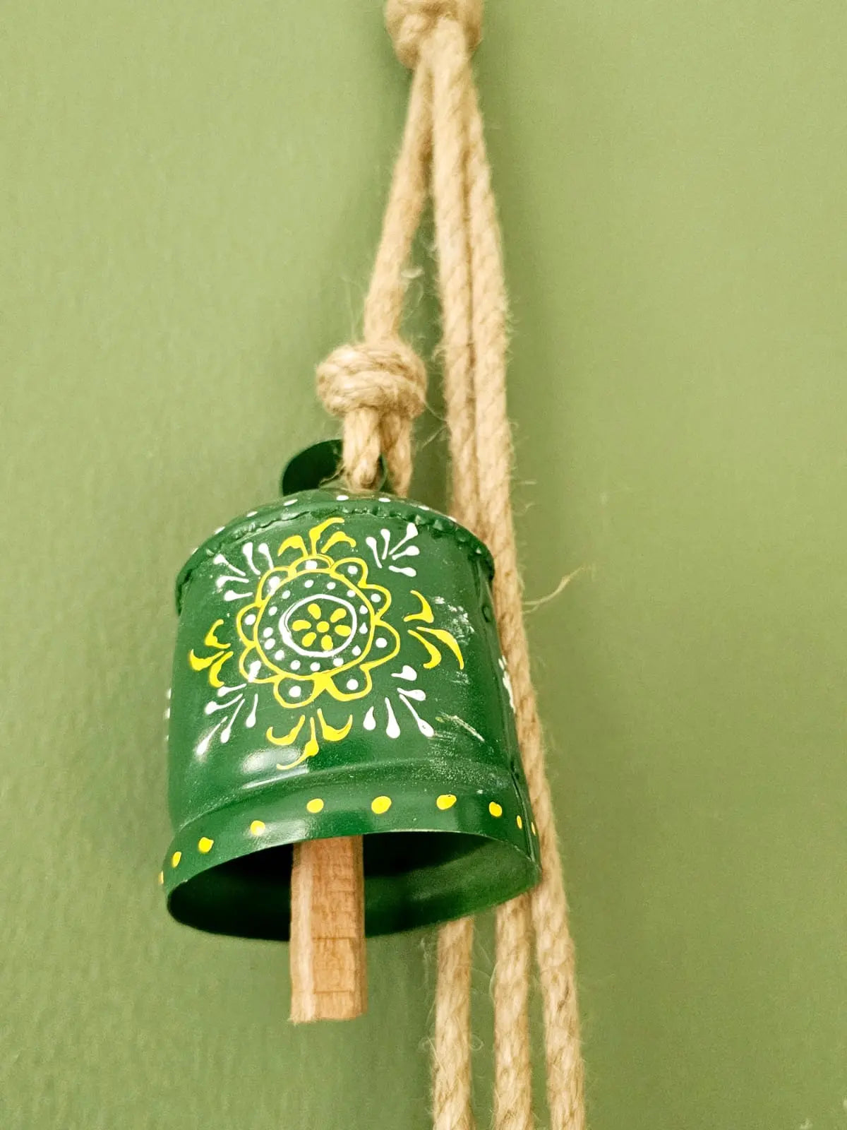 Temple Bell Garden Ornament – Handcrafted Metal with Wooden Clapper Bliss Boho