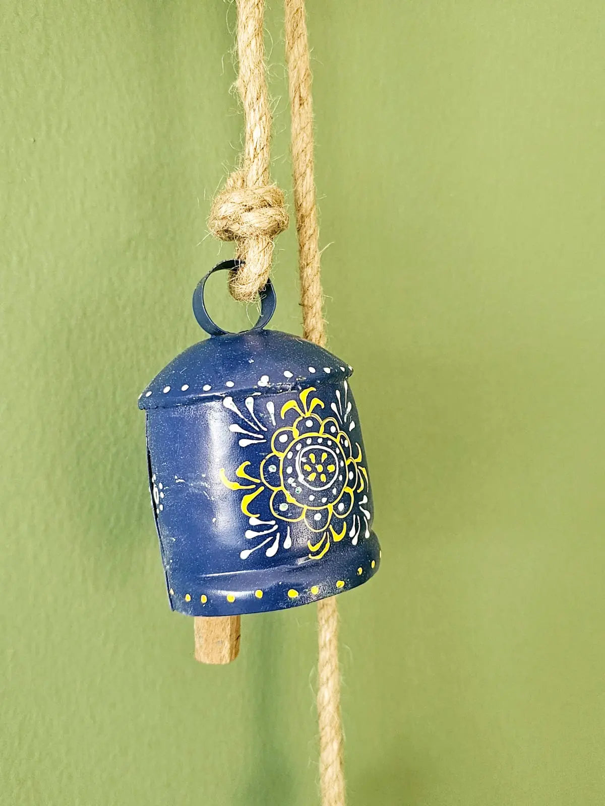 Temple Bell Garden Ornament – Handcrafted Metal with Wooden Clapper Bliss Boho