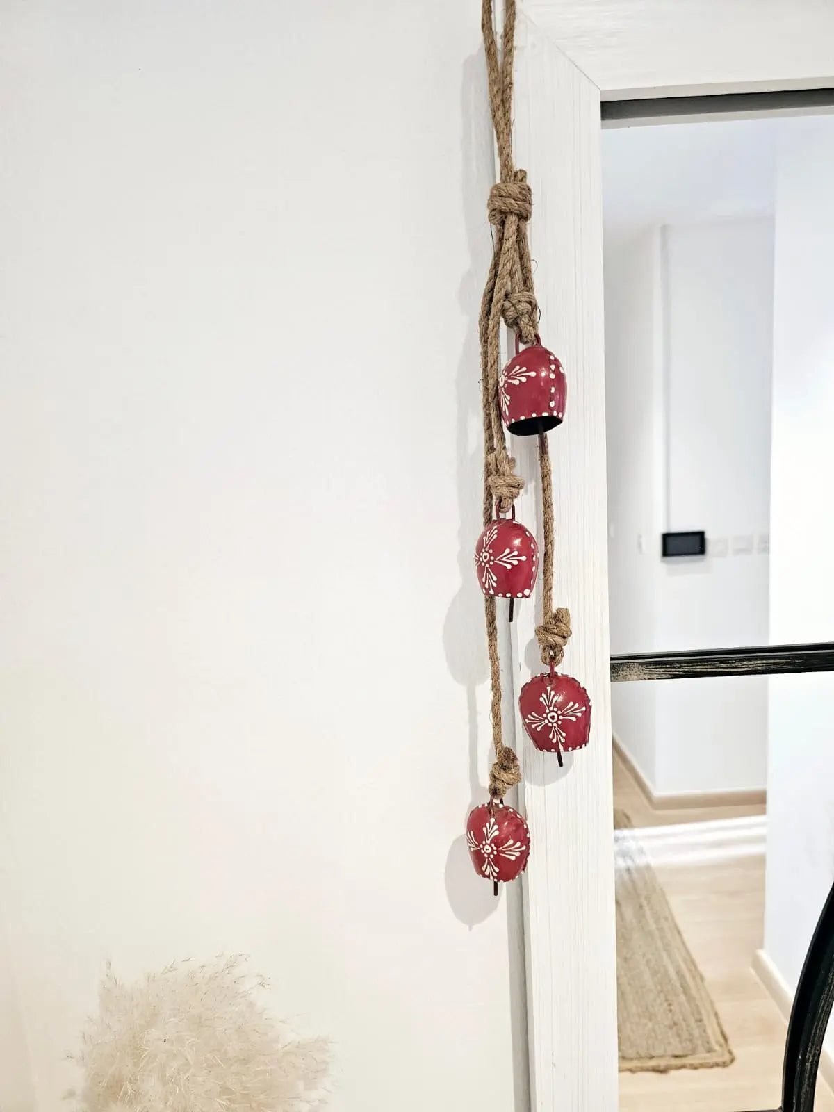 Handcrafted Recycled Iron Dome Bells – Vibrant Red Bliss Boho