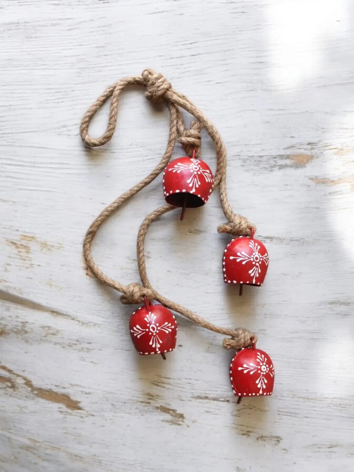 Handcrafted Recycled Iron Dome Bells – Vibrant Red Bliss Boho