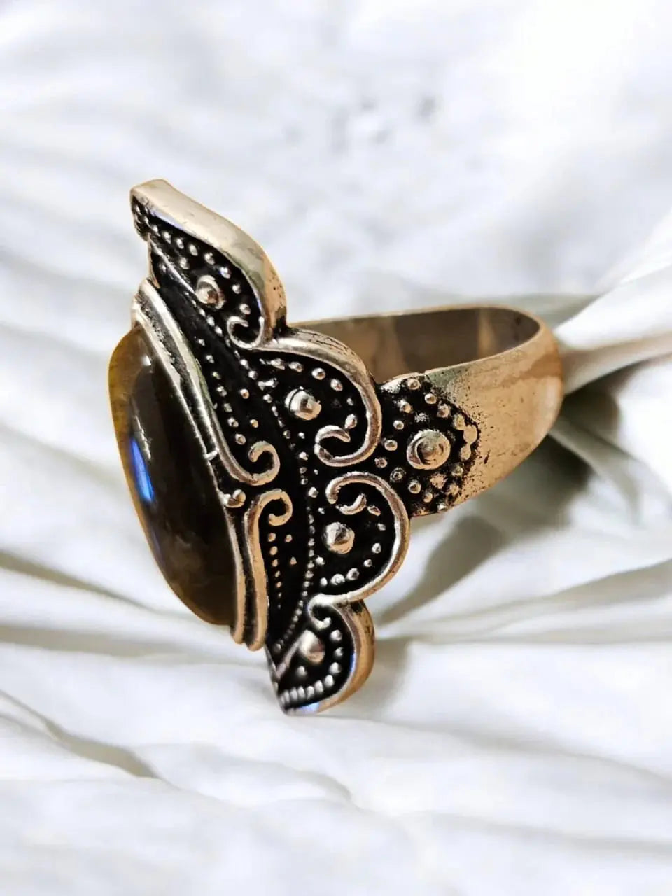 Vintage Aria Ring in Silver with Tiger Eye Bliss Boho