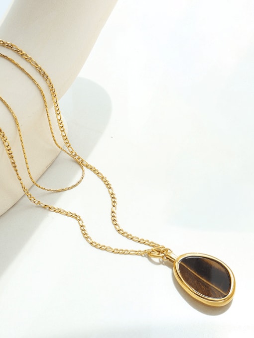 Vintage Multi-strand Necklace with Tiger Eye Stone