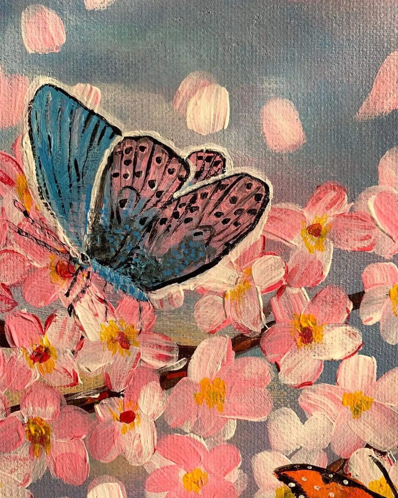 Midnight Blossom – Hand-Painted Acrylic Canvas Bliss Boho