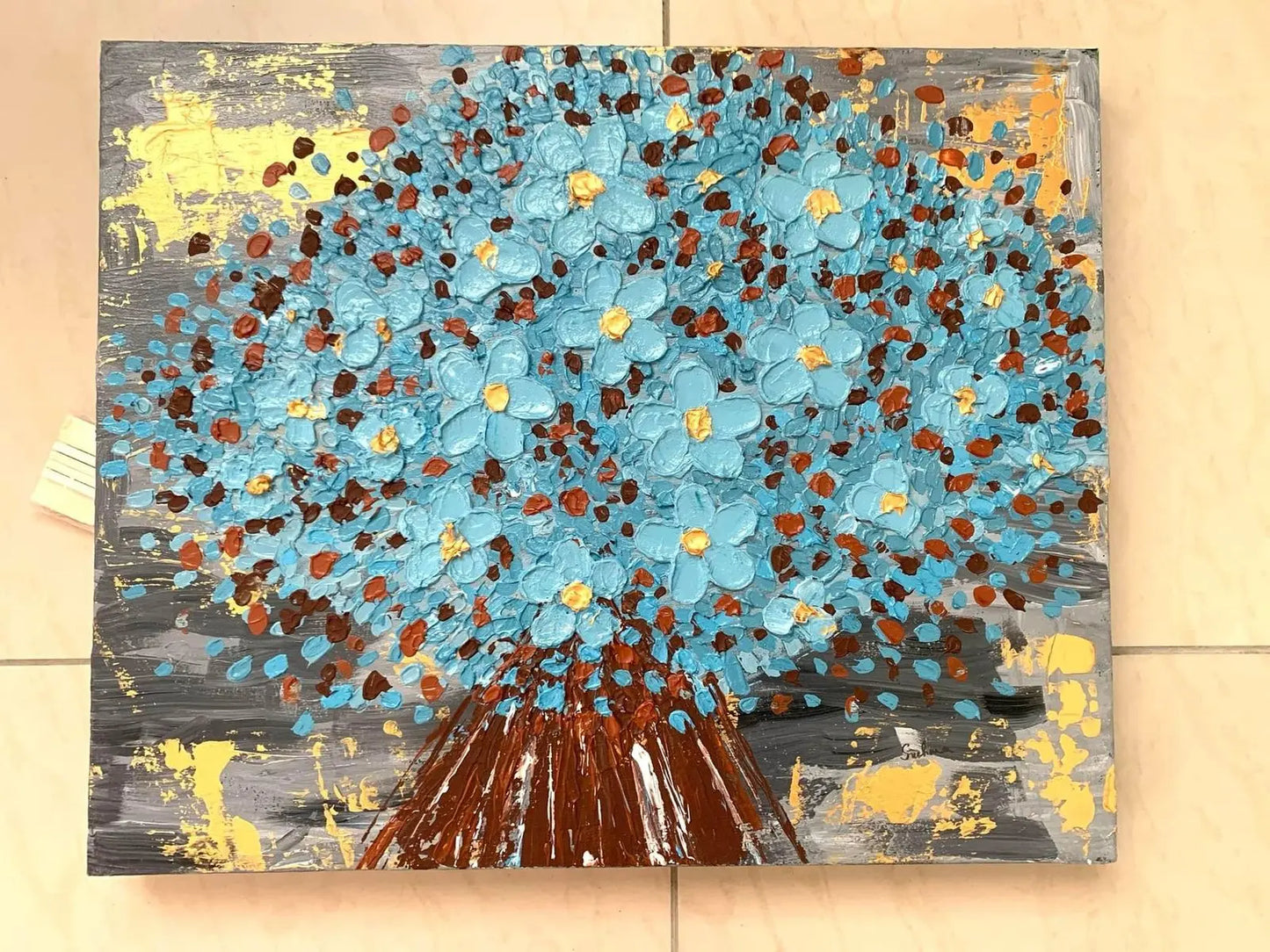 Azure Blue – Hand-Painted Acrylic Canvas Bliss Boho