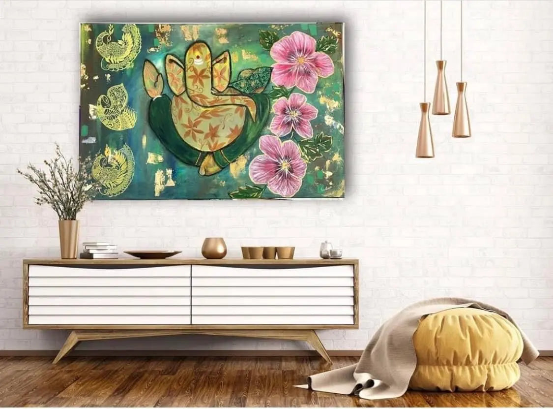 Ganaraja – Hand-Painted Acrylic Canvas Bliss Boho