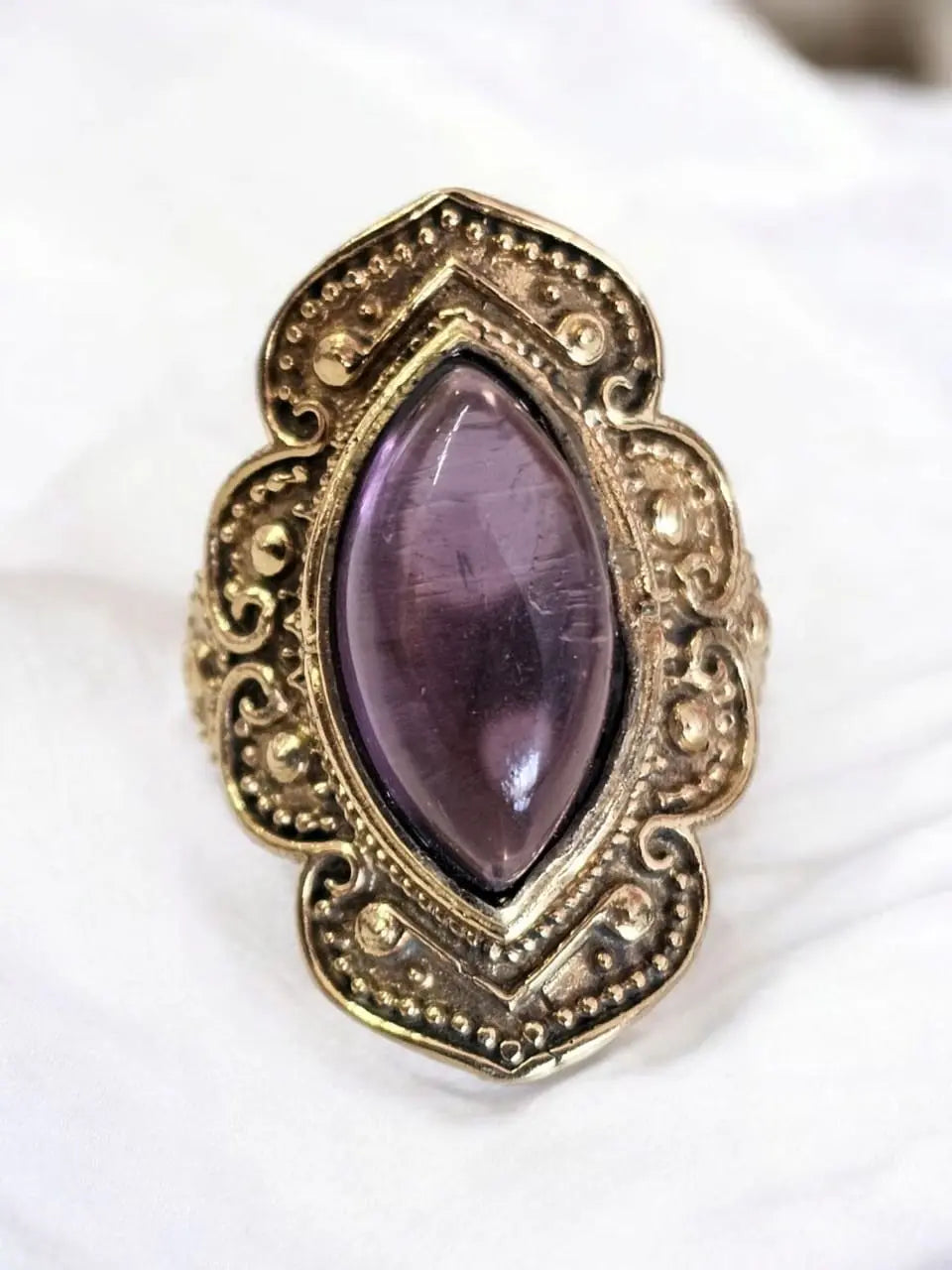 Vintage Aria Brass Ring with Amethyst Bliss Boho