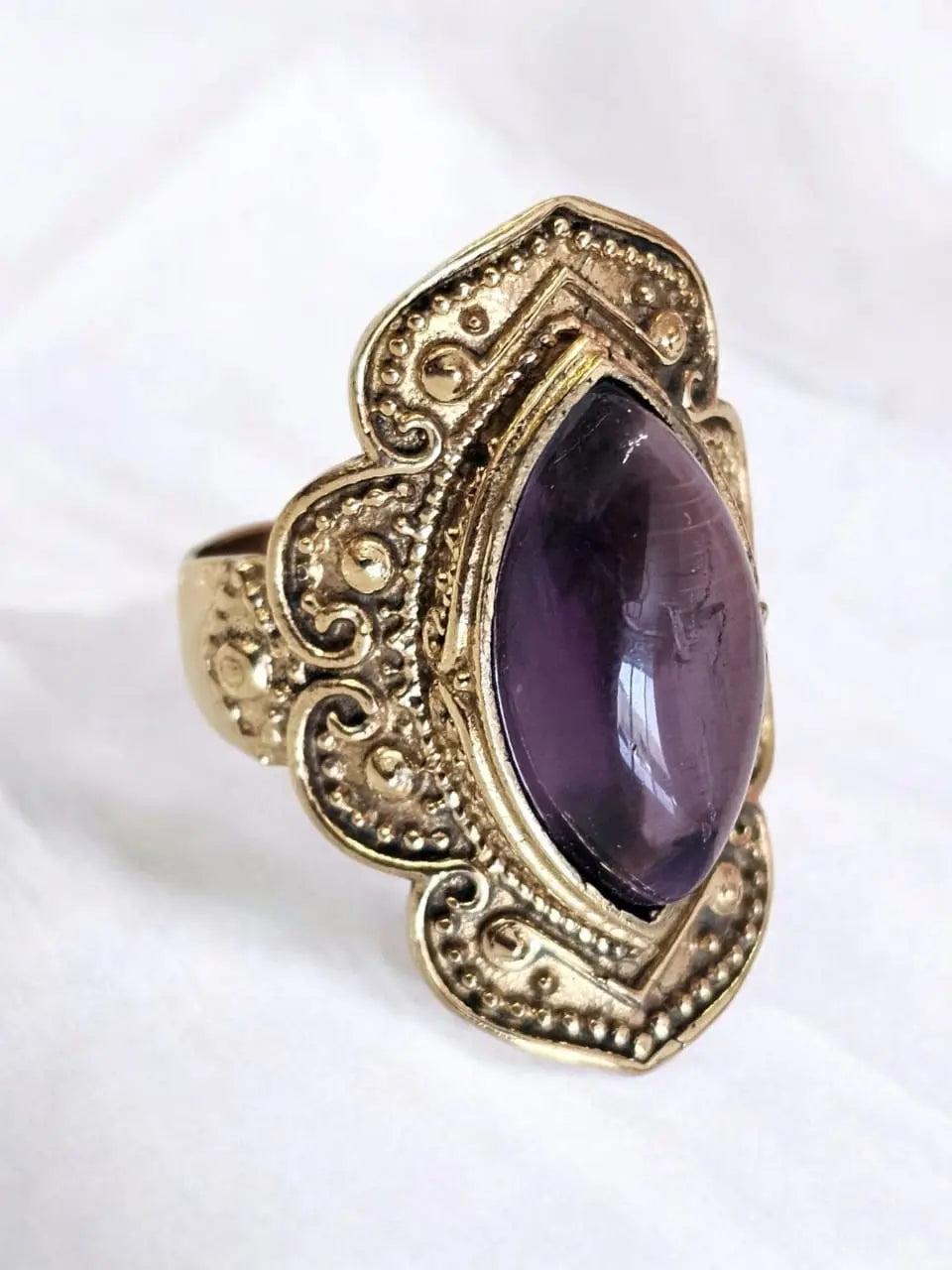 Vintage Aria Brass Ring with Amethyst Bliss Boho