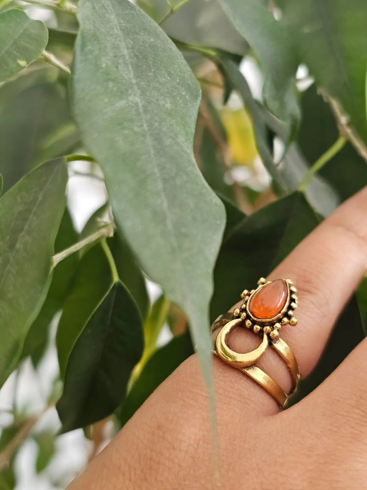 Chandra Ring with Carnelian Stone Bliss Boho