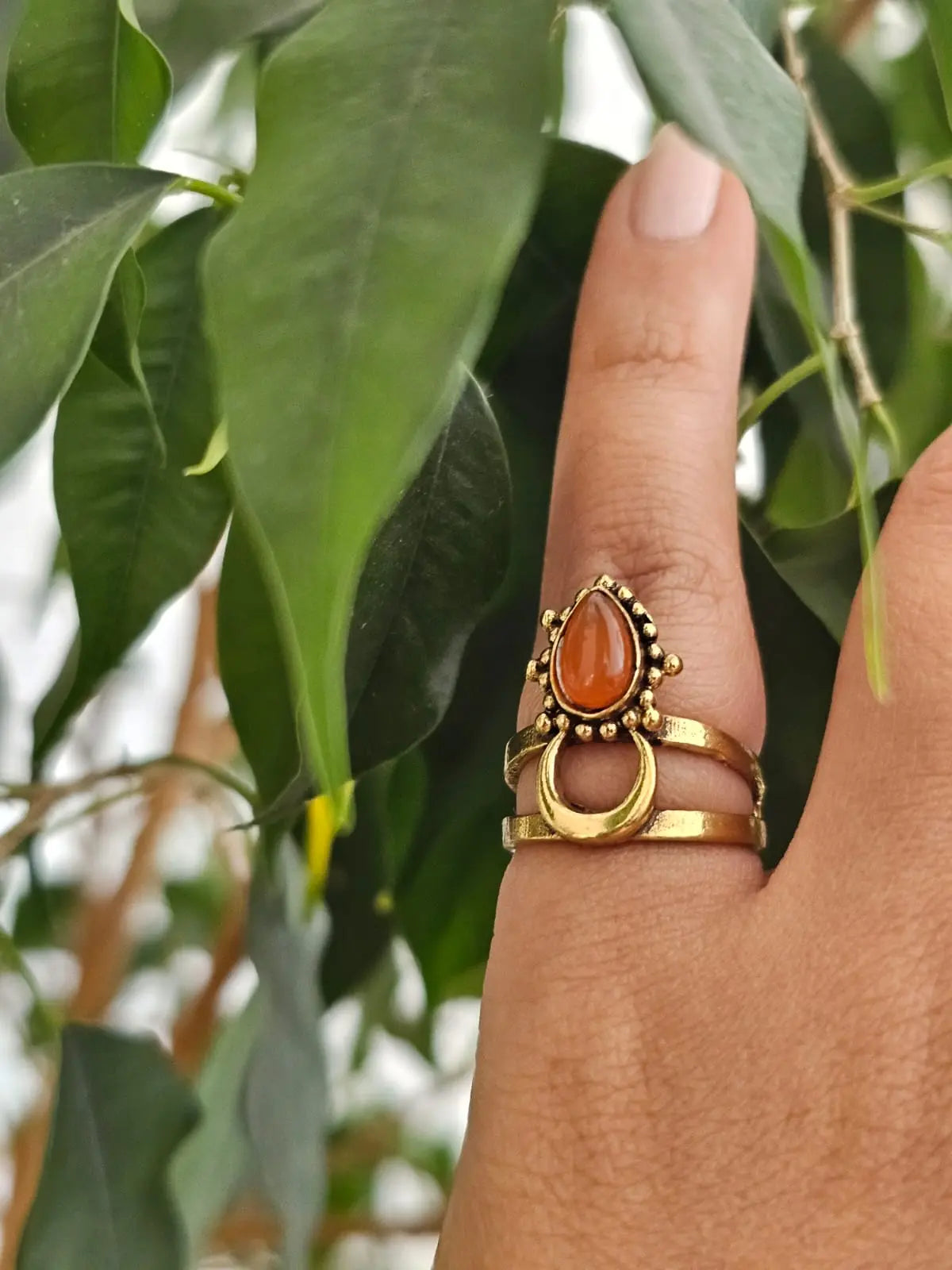Chandra Ring with Carnelian Stone Bliss Boho