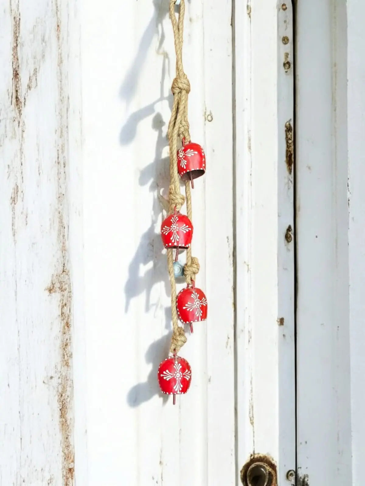 Handcrafted Recycled Iron Dome Bells – Vibrant Red Bliss Boho