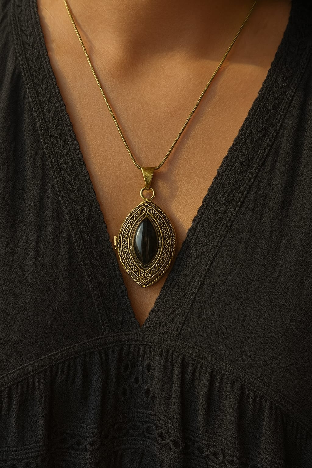 Elliptic Antique Brass Locket