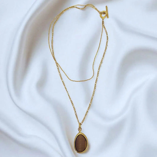 Vintage Multi-strand  Necklace with Tiger Eye Stone Bliss Boho