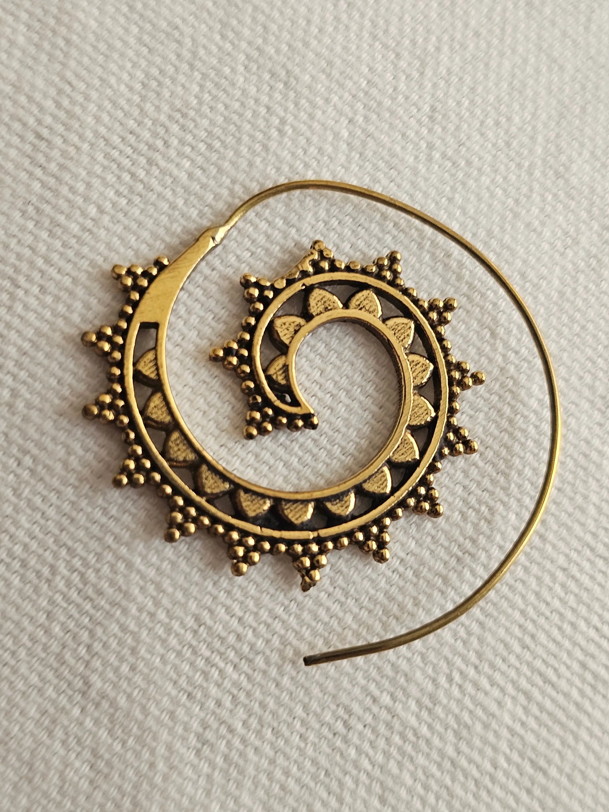 Tribal Boho Spiral Earrings Bliss Boho