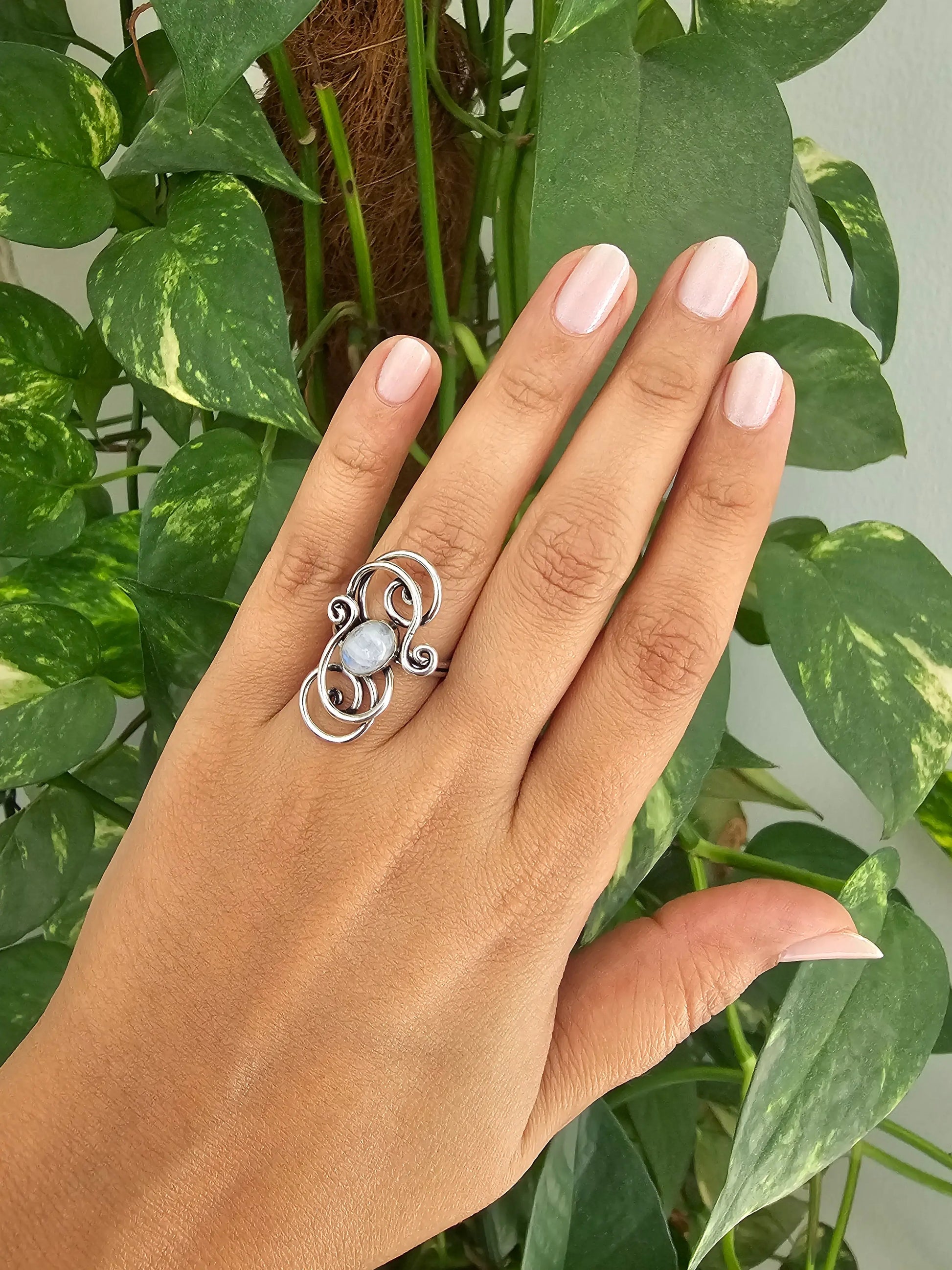 Raina Silver Ring in Moonstone Bliss Boho