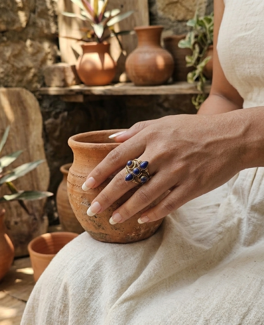 Bohemian Lapis Lazuli Statement Ring