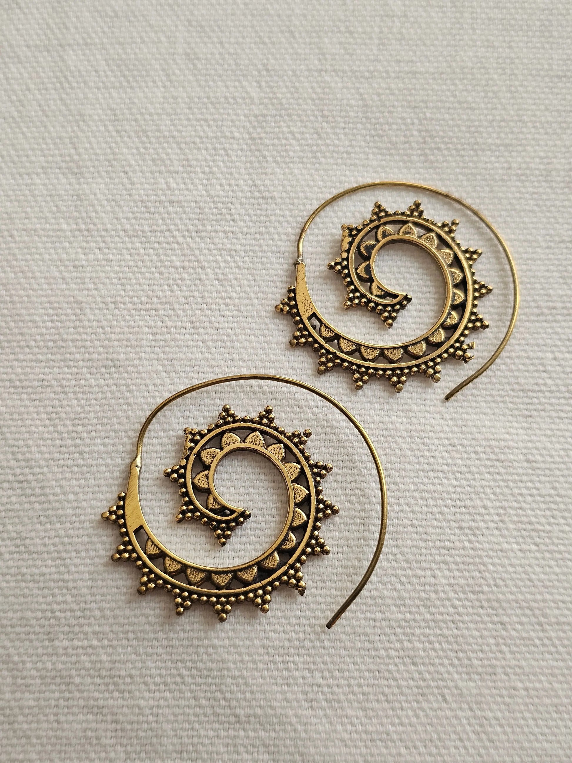 Tribal Boho Spiral Earrings Bliss Boho