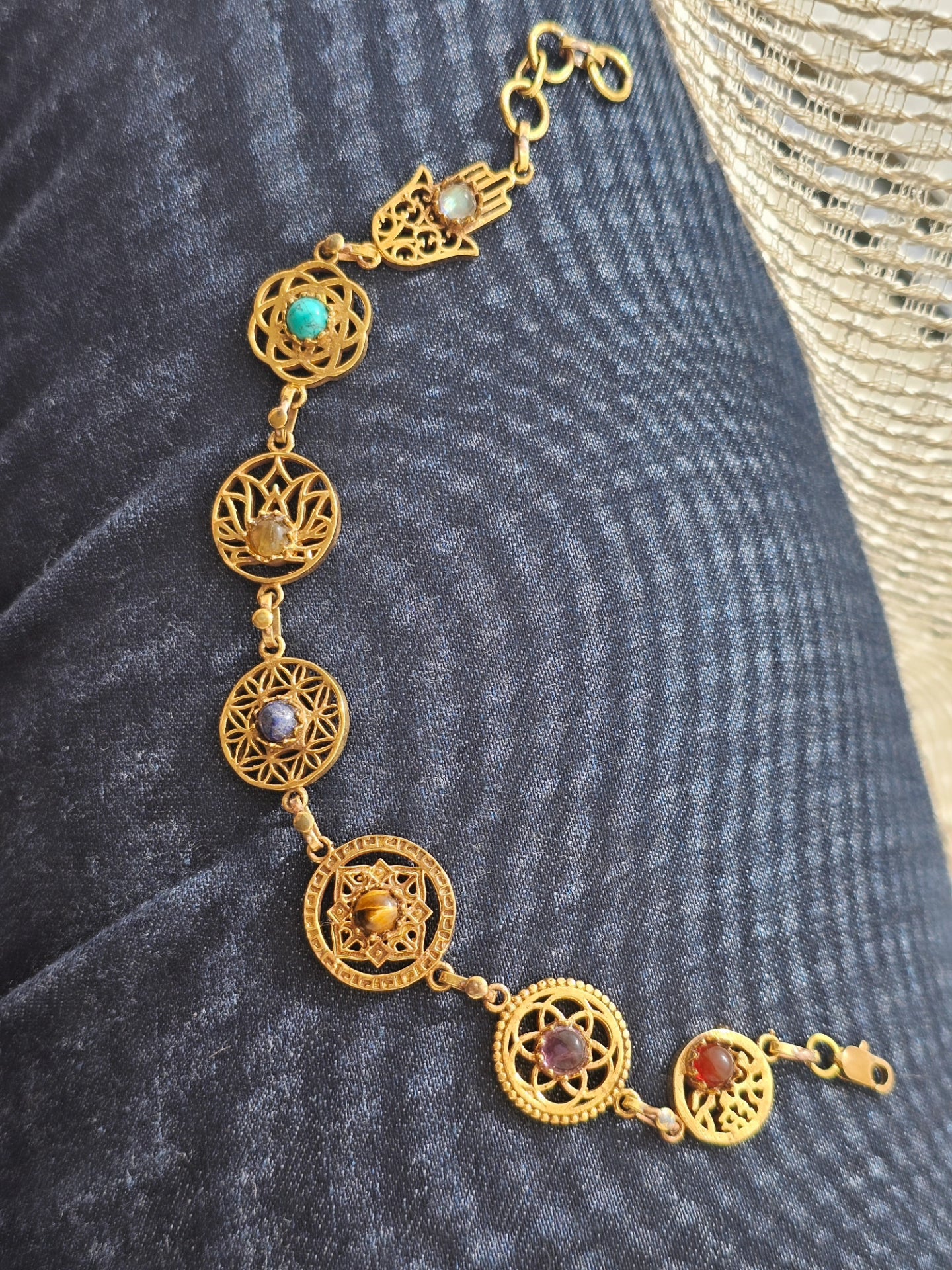 Seven Chakras Stone Bracelet