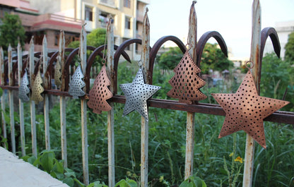 Recycled Iron 3D Christmas Tree Hanging Ornaments – Set of 3 Bliss Boho