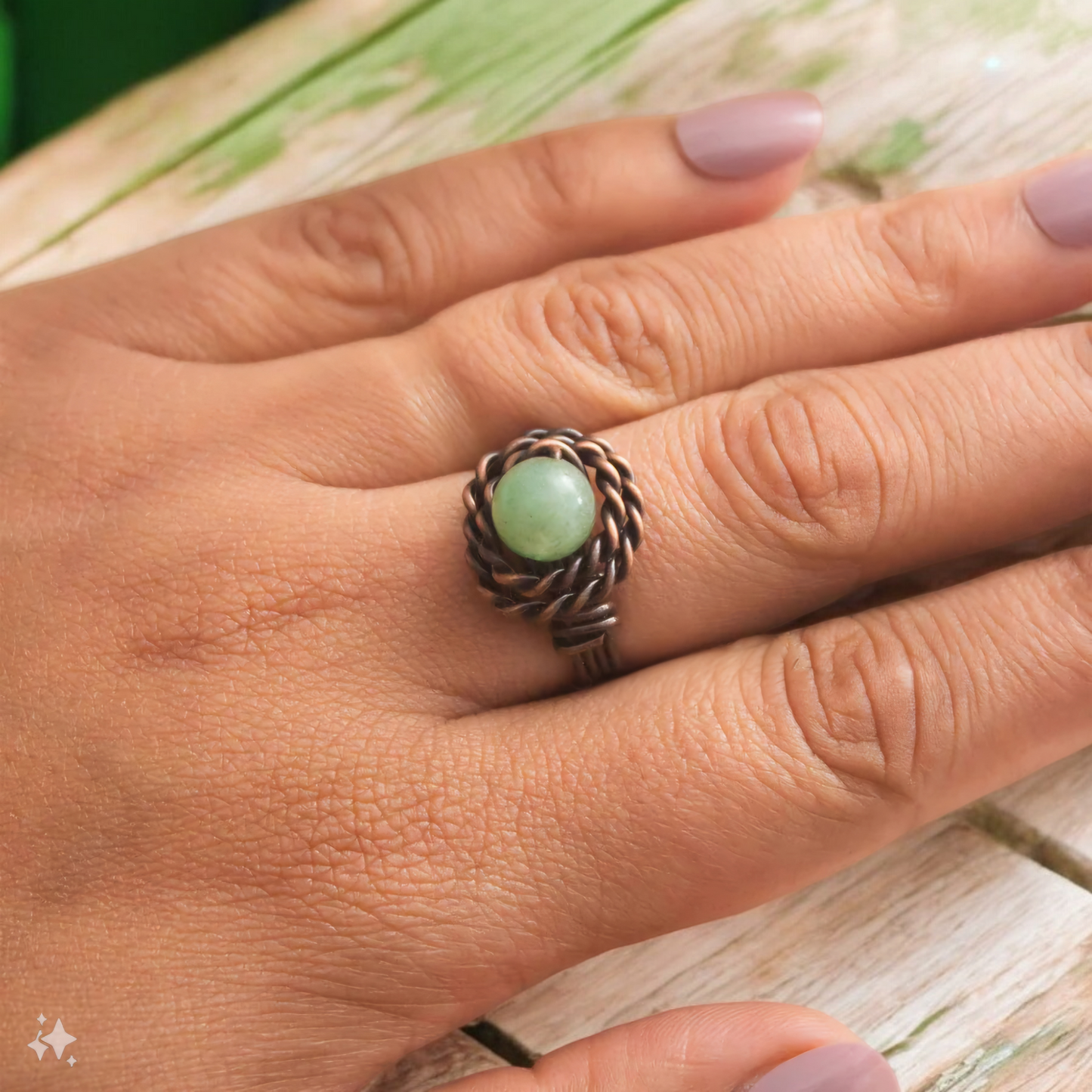 Green Aventurine Wrapped Ring