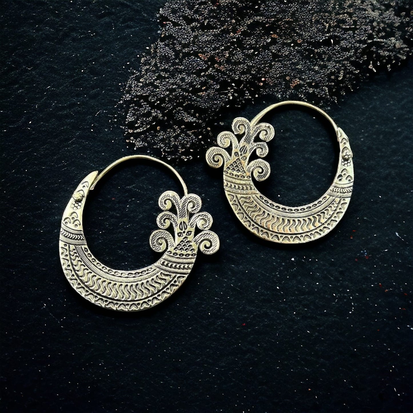 Majestic Mandalay Brass Hoops - Bliss Boho