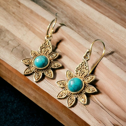 Turquoise Petal Drop Dangles