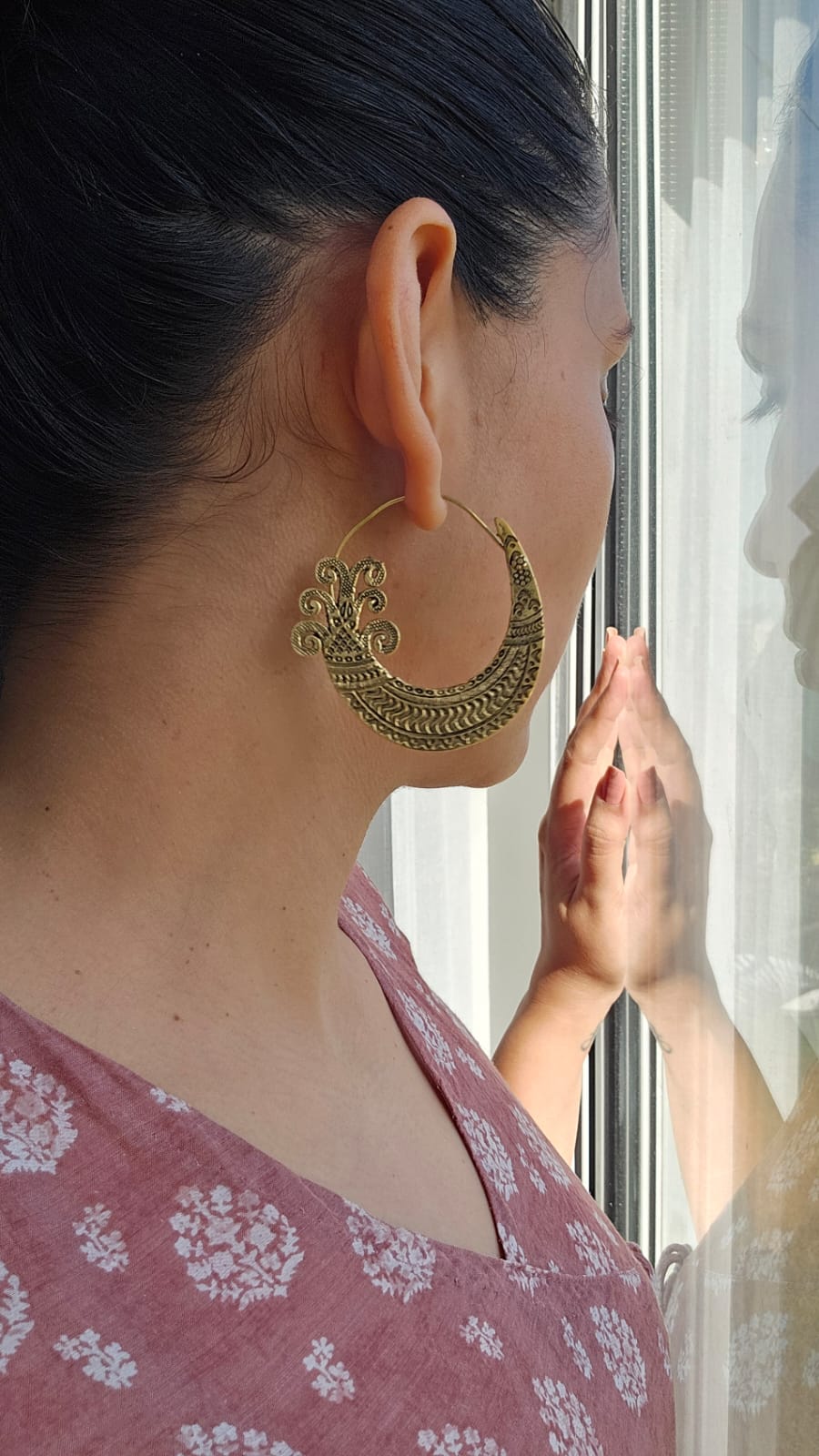 Majestic Mandalay Brass Hoops - Bliss Boho