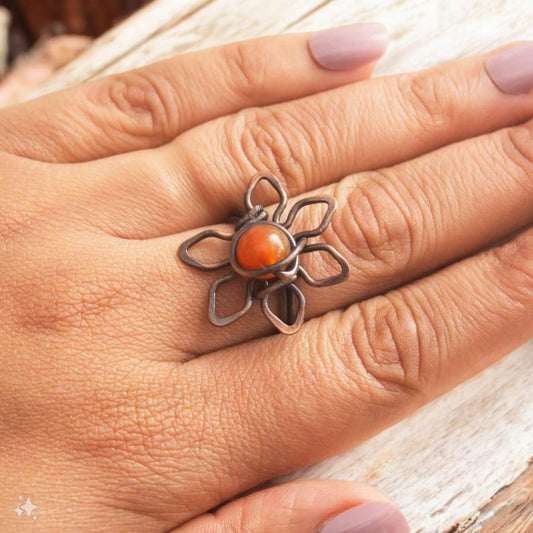 Copper Carnelian Flora Ring