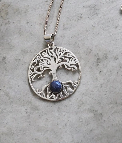 Tree Of Life Necklace with Lapis Lazuli Stone Bliss Boho