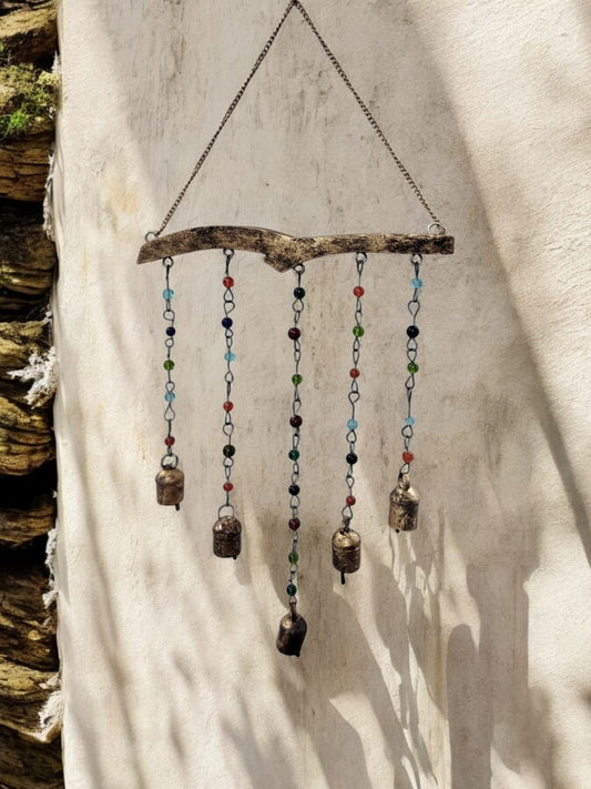 Handmade Bohemian Sun Catcher with Beads and Bell