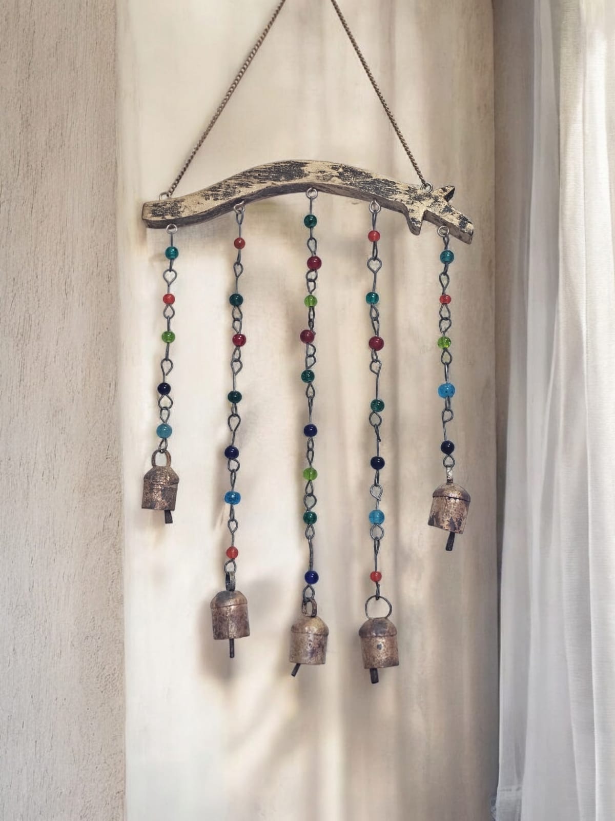 Handmade Bohemian Sun Catcher with Beads and Bell