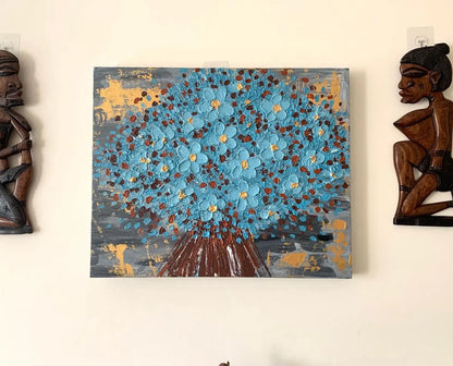 Azure Blue – Hand-Painted Acrylic Canvas Bliss Boho