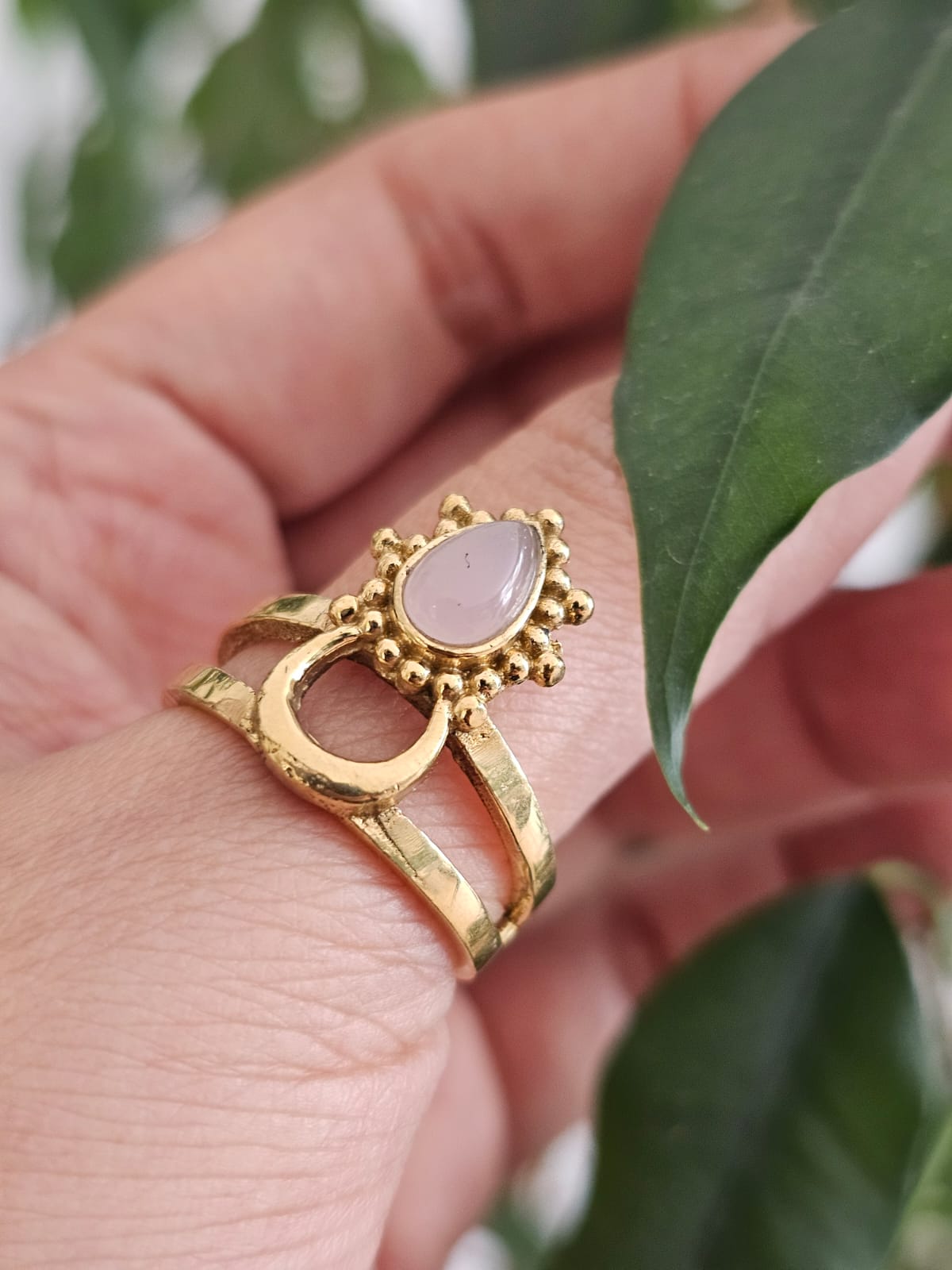 Chandra Ring with Rose Quartz