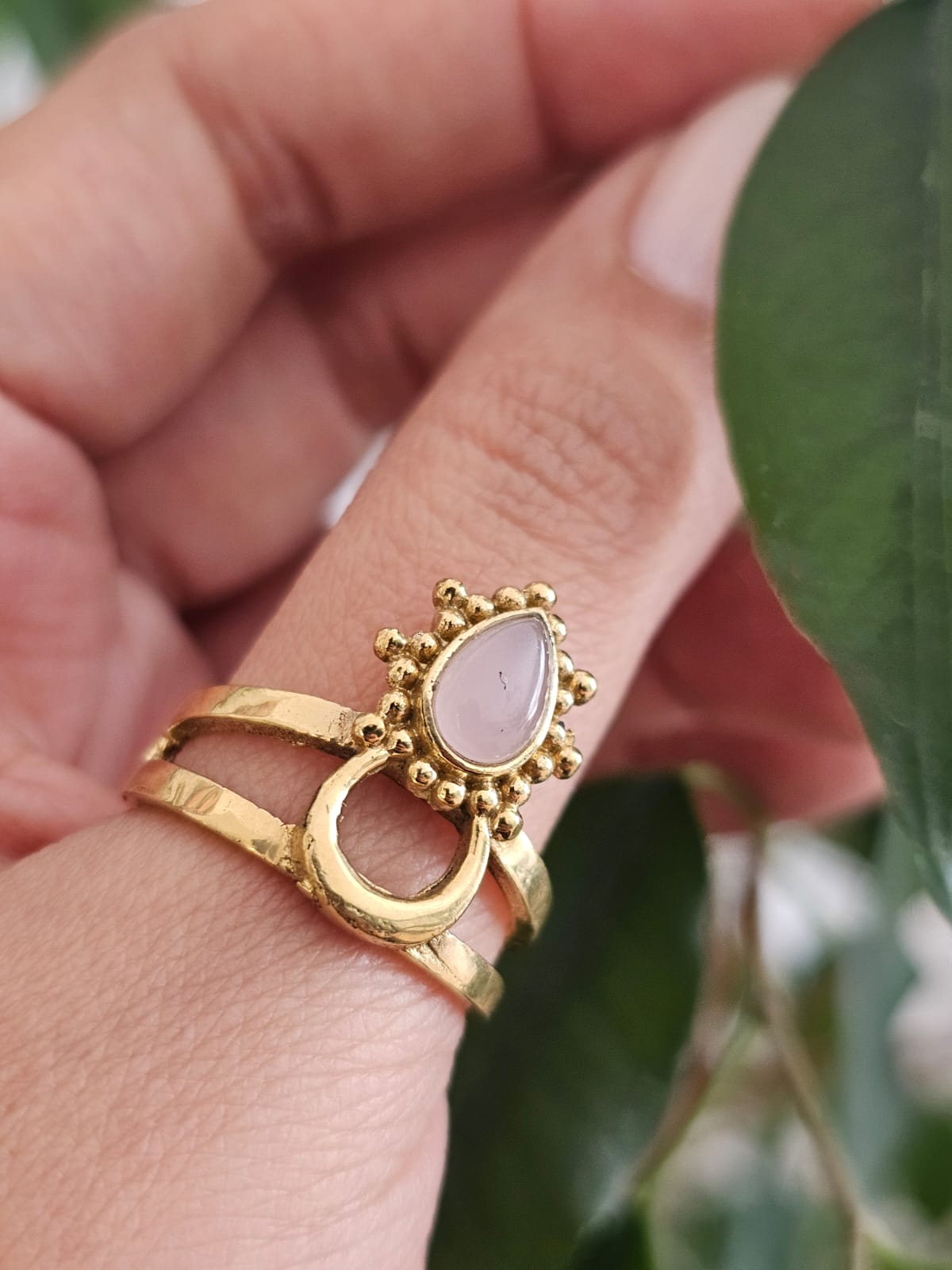 Chandra Ring with Rose Quartz