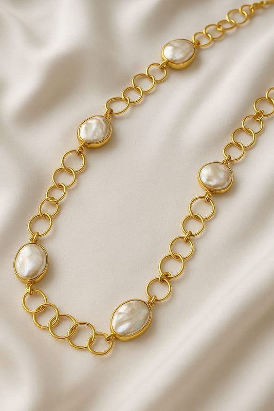 Golden Glow Pearl Long Chain