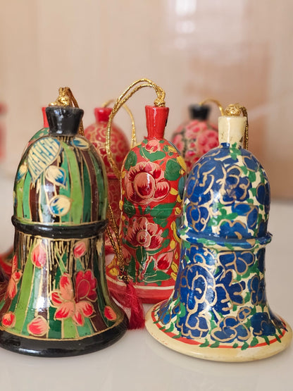 Hand-Painted Papier Mâché Festive Bells – Assorted (Set of 2)