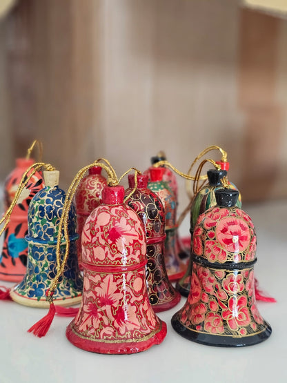 Hand-Painted Papier Mâché Festive Bells – Assorted (Set of 2)