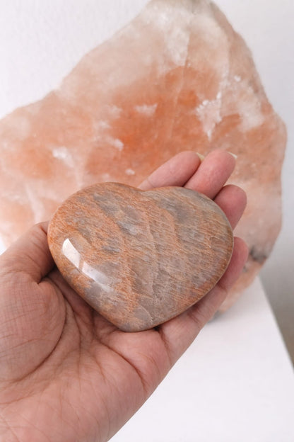 Peach Moonstone Heart