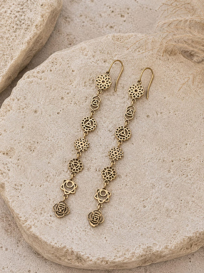Seven Chakra Mini Earrings Brass