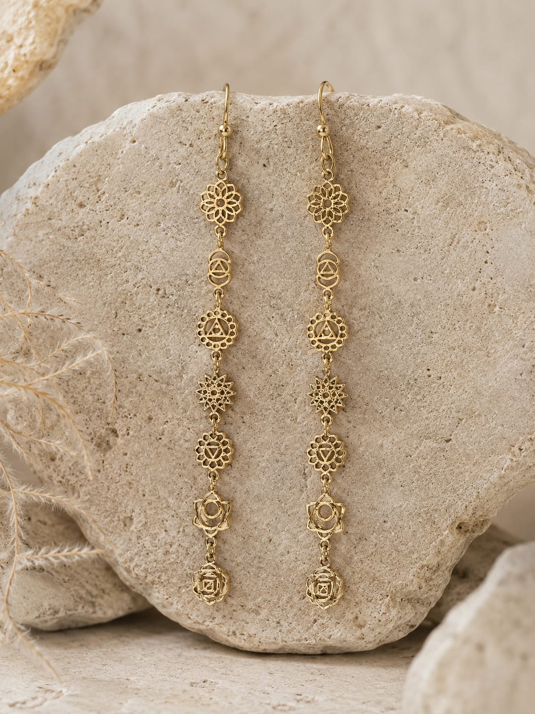 Seven Chakra Mini Earrings Brass