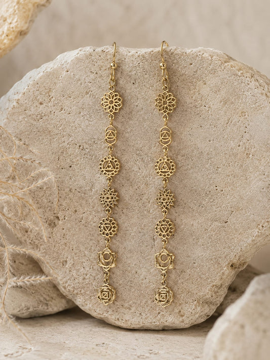 Seven Chakra Mini Earrings Brass