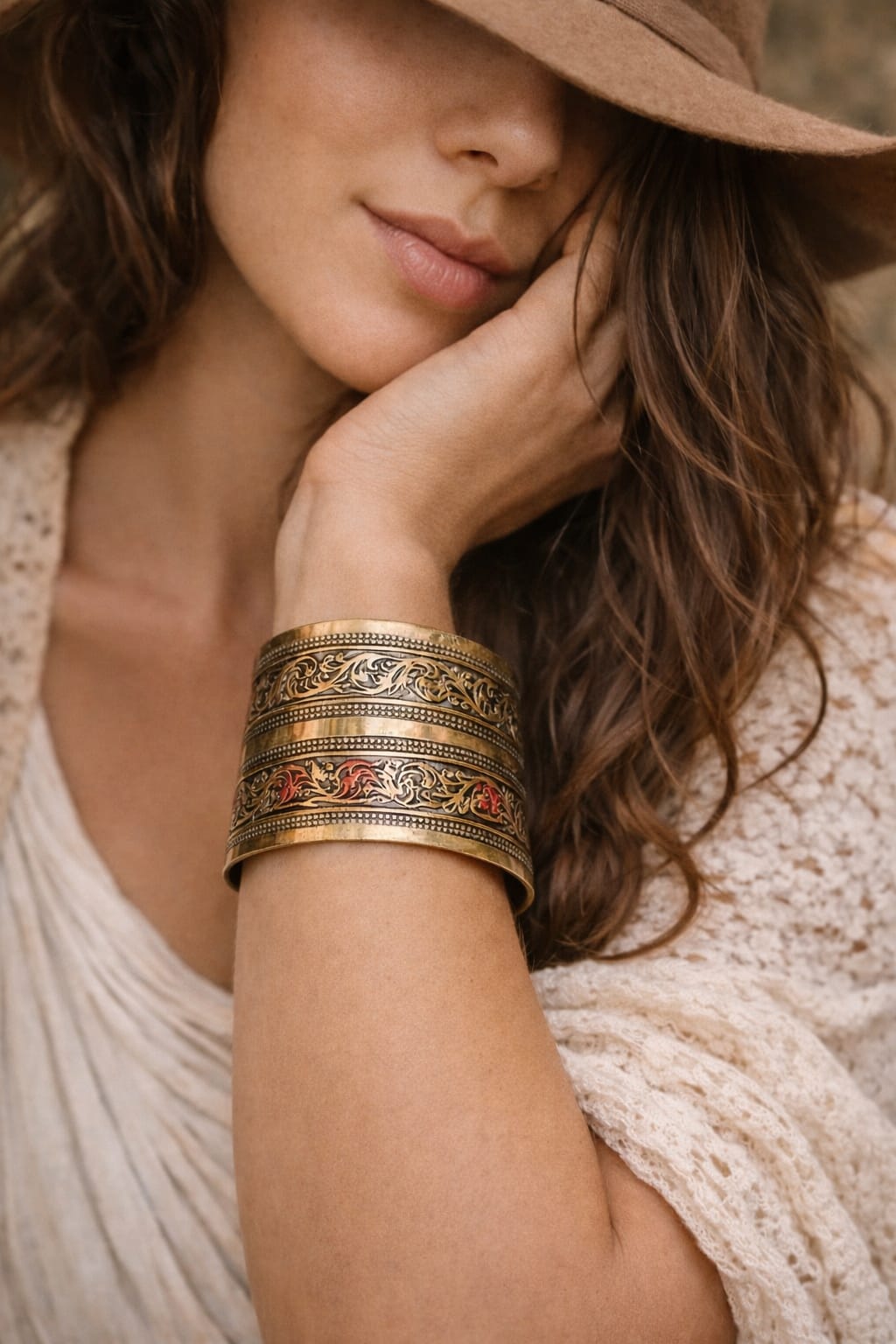 Tribal Vintage Wide Cuff Bracelet
