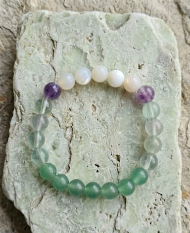 Lunar Harmony Bracelet – Moonstone, Green Aventurine & Fluorite for Peace & Clarity